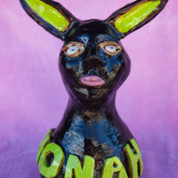 Sculpture titled "The Black Hare" by Elena Uljancic, Original Artwork, Ceramics