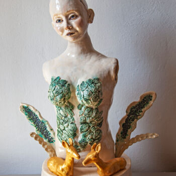 Sculpture titled "A Nymph in the Fore…" by Elena Uljancic, Original Artwork, Ceramics