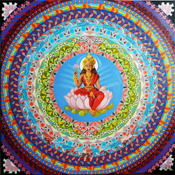 Peinture intitulée "Mandala of Parvati" par Elena Ulrich, Œuvre d'art originale, Huile Monté sur Châssis en bois