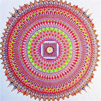Pintura intitulada "Spring Mandala" por Elena Ulrich, Obras de arte originais, Acrílico