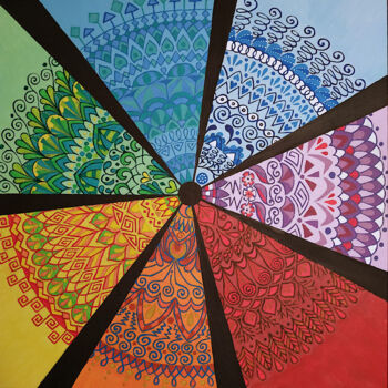 Peinture intitulée "Mandala 7 in 1." par Elena Ulrich, Œuvre d'art originale, Acrylique