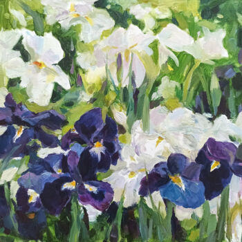Pintura intitulada "Irises" por Elena Utkina, Obras de arte originais, Óleo