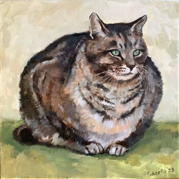 Schilderij getiteld "Tabby" door Elena Utkina, Origineel Kunstwerk, Olie