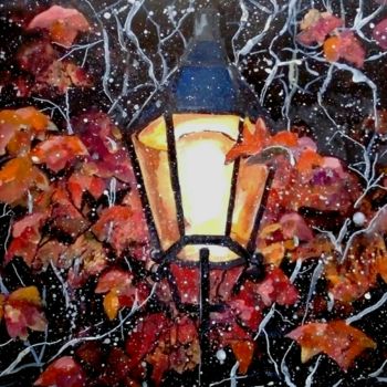 Painting titled "lumière dans la nuit" by Eva Lesil, Original Artwork, Acrylic