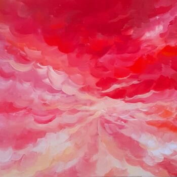 Painting titled "Red Sunset Painting…" by Elena Vik, Original Artwork, Acrylic
