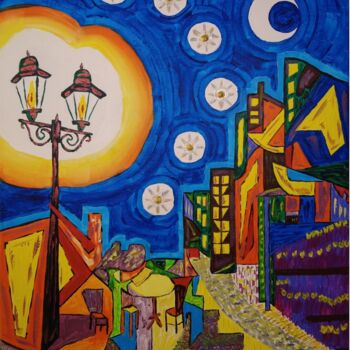 Pintura titulada "Streetlight 01" por Elena Wink, Obra de arte original, Acrílico Montado en Bastidor de camilla de madera