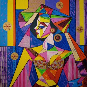 Painting titled "Woman 02." by Elena Wink, Original Artwork, Acrylic Mounted on Wood Stretcher frame