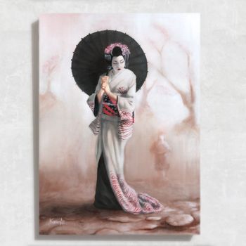 Painting titled "geisha" by Elena Zene, Original Artwork, Oil