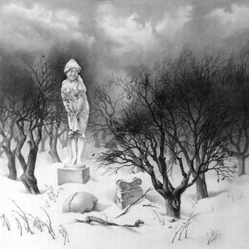 Rysunek zatytułowany „Яблоневый сад” autorstwa Елена Жигулёва, Oryginalna praca, Inny
