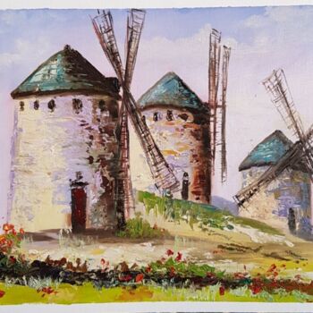 Painting titled "Mills" by Elena Zhiltsova, Original Artwork, Oil