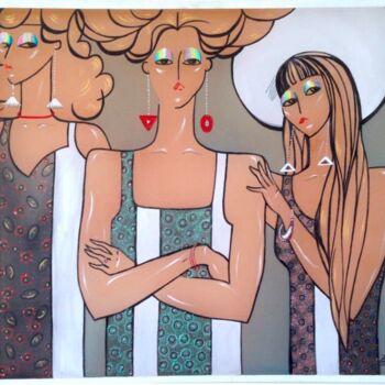 Peinture intitulée ""Fashion Week"" par Elena Zimovets, Œuvre d'art originale, Acrylique Monté sur Châssis en bois