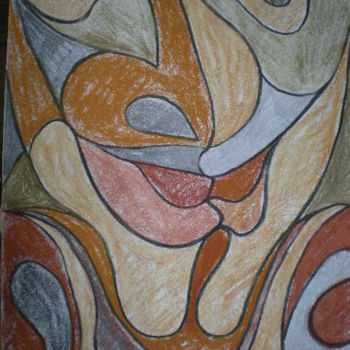 Desenho intitulada "Masque" por Elena Loukinykh-Passet, Obras de arte originais
