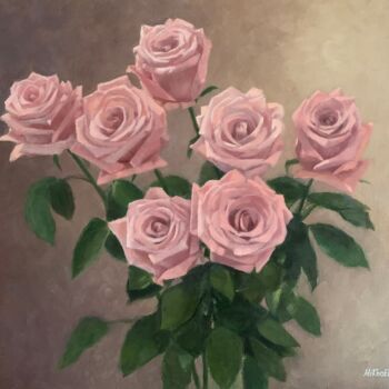 Schilderij getiteld "Rose symphony" door Elena Mikhailova, Origineel Kunstwerk, Olie