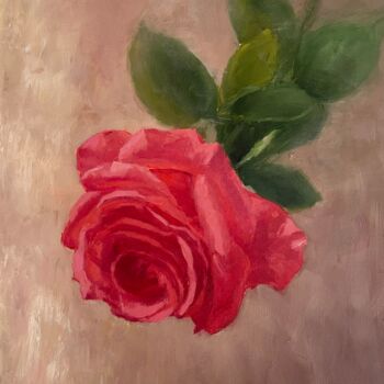 Painting titled "Cyclomen rose" by Elena Mikhailova, Original Artwork, Oil