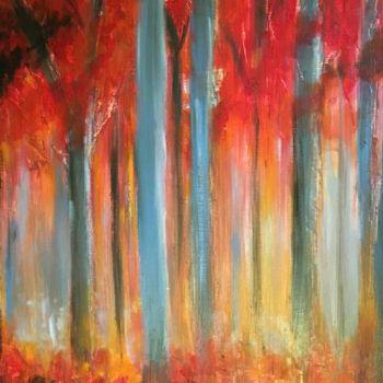 Painting titled "Il bosco incantato" by Elena Bindi, Original Artwork, Oil