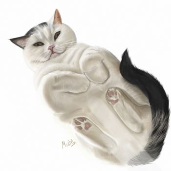 Digital Arts titled "Cat" by Elena Bolotova, Original Artwork, Digital Painting