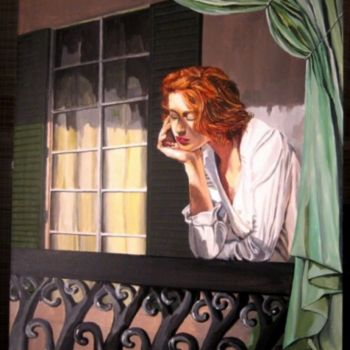 Pittura intitolato "Al balcone" da Elena Centonze, Opera d'arte originale