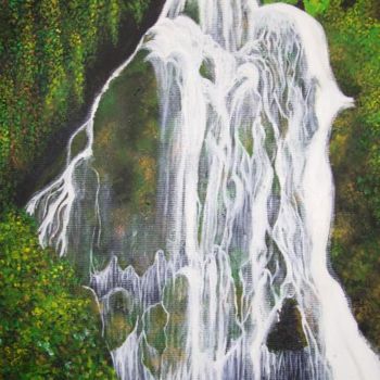 Painting titled "Waterfall" by Elena Cristina Dinca, Original Artwork, Oil