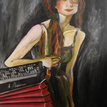 Peinture intitulée "la chica con el aco…" par Elena Delgato, Œuvre d'art originale