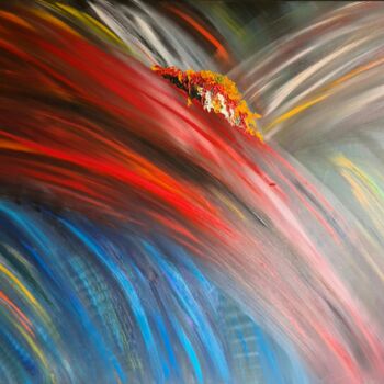 Painting titled "Abstract - Firework…" by Elena Dimopoulos, Original Artwork, Oil