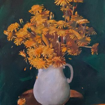 Pintura intitulada "Flowers" por Elena Dobrynina, Obras de arte originais, Óleo