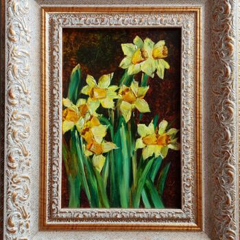 Painting titled "Spring flowers" by Elena Dobrynina, Original Artwork, Oil