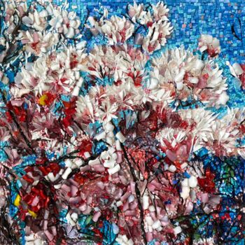 Scultura intitolato "Blooming cherry. 3d…" da Elena Kirillova, Opera d'arte originale, Mosaico