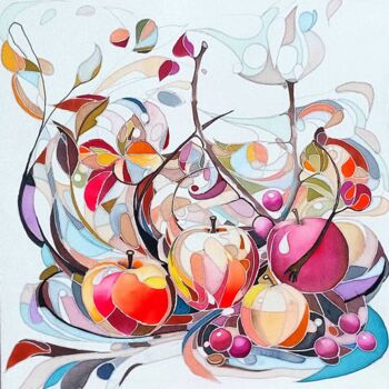 Painting titled "Abstract Fruits: Cu…" by Elena Mclaren, Original Artwork, Pigments