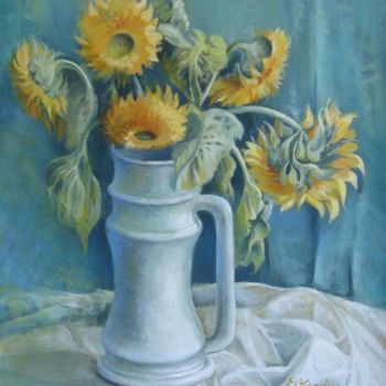 Pittura intitolato "Sunflowers" da Elena Oleniuc, Opera d'arte originale, Olio
