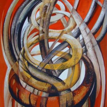 Painting titled "Composition with red" by Elena Oleniuc, Original Artwork
