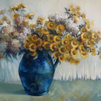 Painting titled "Wild flowers" by Elena Oleniuc, Original Artwork, Oil