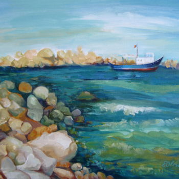 Картина под названием "Looking at the sea" - Elena Oleniuc, Подлинное произведение искусства, Акрил