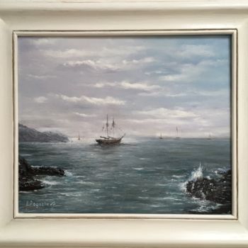 Painting titled "La bahía en el Atlá…" by Elena Pogozheva, Original Artwork, Oil