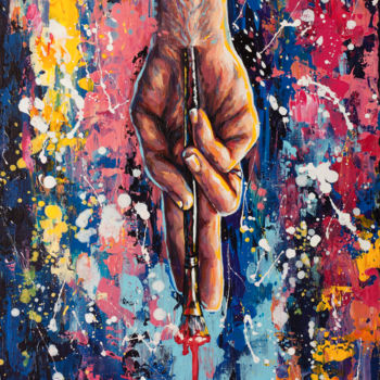 Картина под названием "Addiction Original…" - Elena Right, Подлинное произведение искусства, Акрил Установлен на Деревянная…