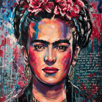 Peinture intitulée "Frida Kahlo . Love…" par Elena Right, Œuvre d'art originale, Acrylique