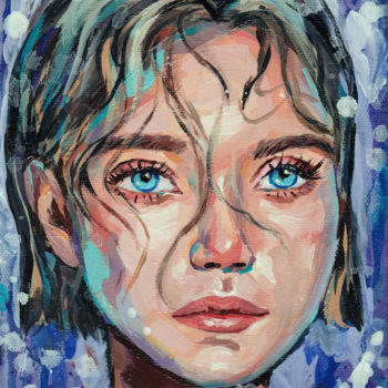 Painting titled "EMY Portrait Origin…" by Elena Right, Original Artwork, Acrylic Mounted on Wood Stretcher frame