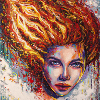 Картина под названием "NO FEAR" - Elena Right, Подлинное произведение искусства, Акрил Установлен на Деревянная рама для нос…