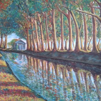 Peinture intitulée "Canal du Midi" par Elena Nesytova, Œuvre d'art originale, Gouache