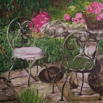 Malarstwo zatytułowany „En el jardín” autorstwa Elena Rubert, Oryginalna praca, Olej