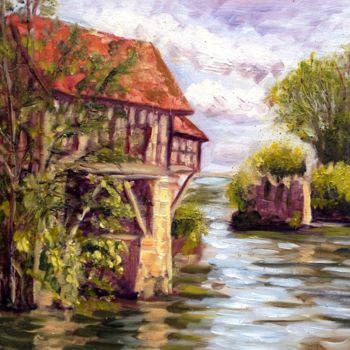 Painting titled "The old mill of Ver…" by Elena Sokolova, Original Artwork, Oil