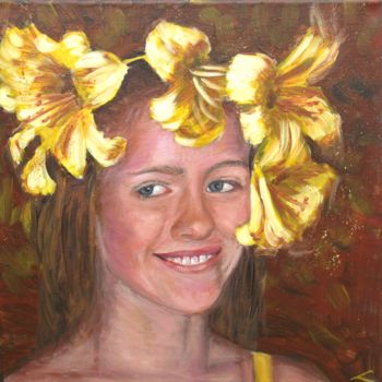 Peinture intitulée "Lily girl" par Elena Sokolova, Œuvre d'art originale, Huile