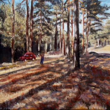 Schilderij getiteld "Sunny forest" door Elena Sokolova, Origineel Kunstwerk, Olie