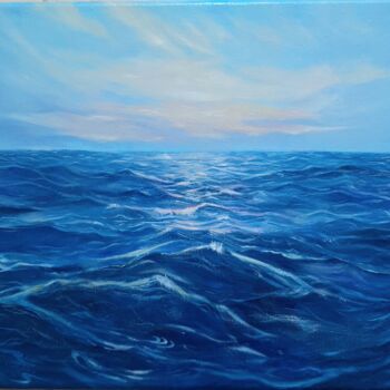 Painting titled "Amazing sea waves" by Elena Shchenina, Original Artwork, Oil