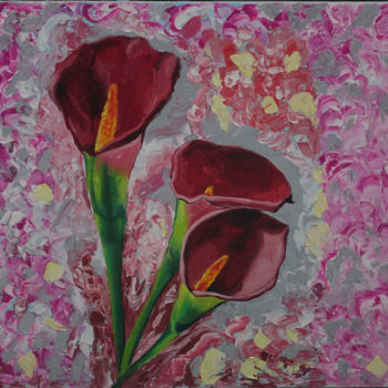 Painting titled "Flowers" by Elena Voinova, Original Artwork, Oil