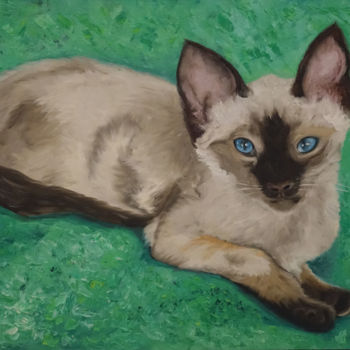 Painting titled "Kitty" by Elena Voinova, Original Artwork, Oil