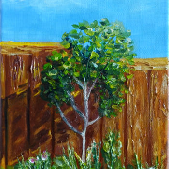 Painting titled "Young tree" by Elena Voinova, Original Artwork, Oil