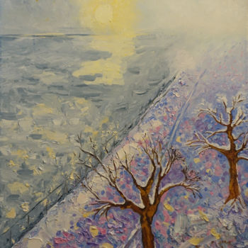 Painting titled "Winter" by Elena Voinova, Original Artwork, Oil