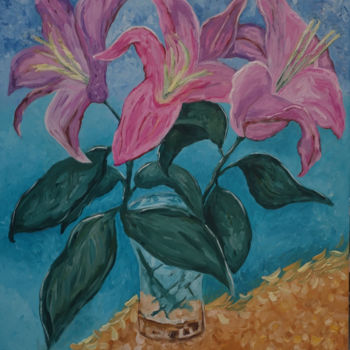 Pittura intitolato "Flowers" da Elena Voinova, Opera d'arte originale, Olio