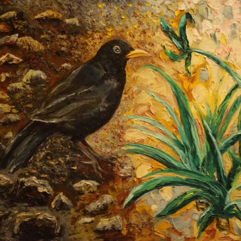 Malarstwo zatytułowany „Crow” autorstwa Елена Воинова, Oryginalna praca, Olej