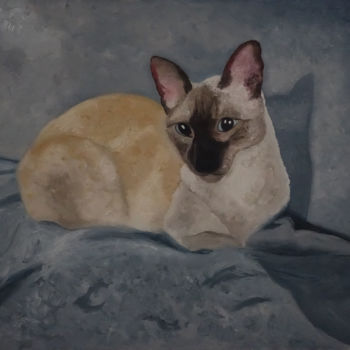 Painting titled "Cat" by Elena Voinova, Original Artwork